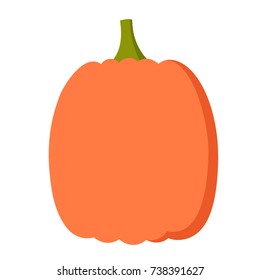 Vector illustration: orange cartoon flat pumpkin icon side view isolated on white background for your Halloween decor