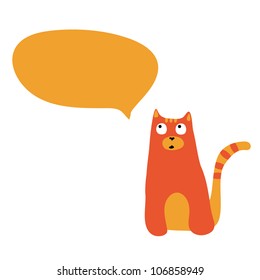 vector illustration orange cat and a dialogue bubble