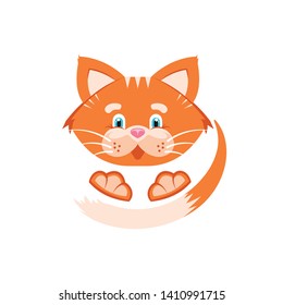 Vector illustration. Orange cat. White background. Cartoon character for printing on children's clothing, veterinary products, pet food. Print for t-shirts.