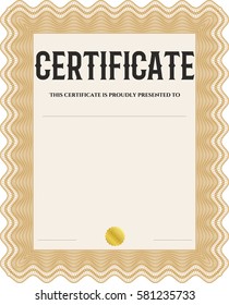 Vector illustration of Orange Certificate template or diploma template