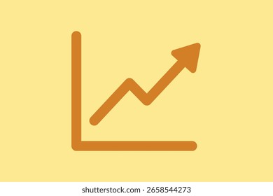 Vektorgrafik eines orangefarbenen Diagrammsymbols mit einem Aufwärtstrendpfeil, das Wachstum, Erfolg und Geschäftsfortschritt symbolisiert. Nützlich für Präsentationen, Analysen und Finanzberichte.