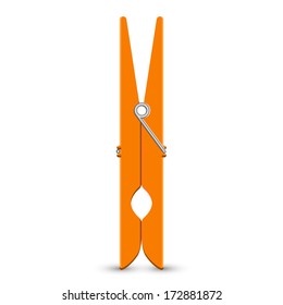 Vector illustration of orange clothespin