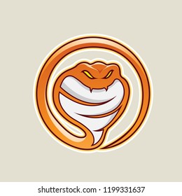 Vector Illustration of Orange Cobra Snake Cartoon Icon isolated on a White Background