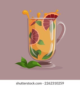 Vector illustration with orange cocktail