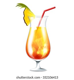 Vector illustration of orange cocktail on transparent background