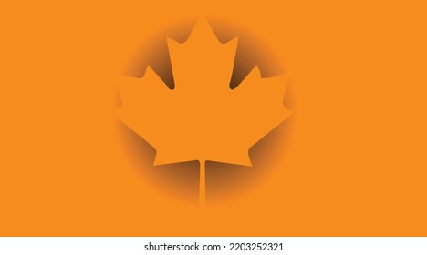 Vector illustration in orange color. Orange maple leaf without outline on orange background. Making an object stand out using shading. Orange color, autumn, autumn wallpaper. Colors of Autumn