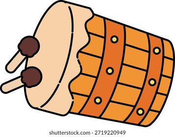 ilustração vetorial de um bedug cor de laranja que é geralmente usado em celebrações religiosas  