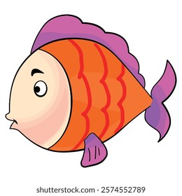 Vector illustration orange colour fish