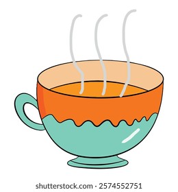 Vector illustration orange colour tea cup