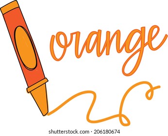 Vector Illustration of an Orange Crayon with Hand-lettering 