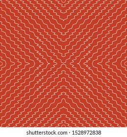 Vector illustration of orange and cream scribbled warped strtipes. Scribble texture, textile rapport. Seamless repeat pattern for gift wrap, textile, fabric, scrapbooking and fashion.