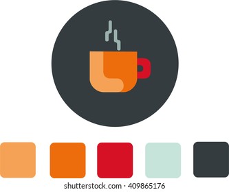 vector illustration with  orange cup icon in flat design style with examples of the colors
