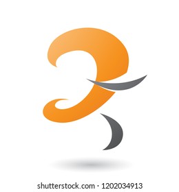 Ilustración vectorial de la carta divertida Z de curva naranja aislada en un fondo blanco