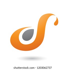 Ilustración vectorial de la letra divertida D o S de curva naranja aislada en un fondo blanco