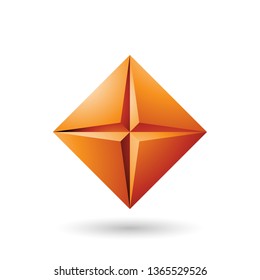 Vector Illustration of Orange Diamond Icon with a Star Shape isolated on a white background