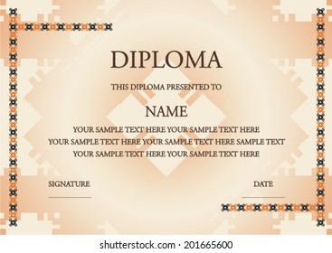 Vector illustration of orange diploma certificate