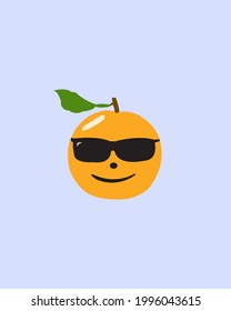 
vector illustration of orange emoticon with glasses