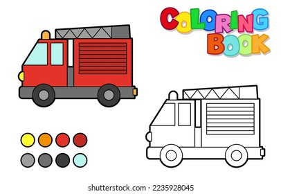Vector illustration of an orange excavator. Coloring book for children. Simple level