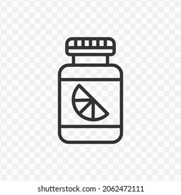 Vector illustration of orange flavored medicine icon in dark color and transparent background(png).