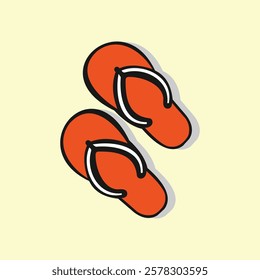 vector illustration of orange flip-flops, perfect for summer