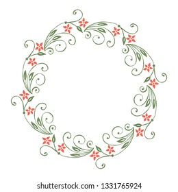 Vector illustration orange flower frame with greeting card hand drawn