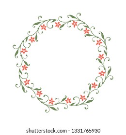 Vector illustration orange flower frame with greeting card hand drawn