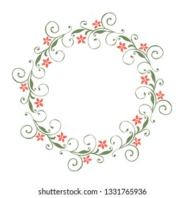 Vector illustration orange flower frame with greeting card hand drawn