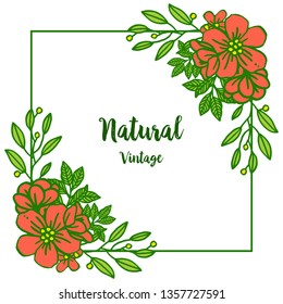 Vector illustration orange flower frame for natural vintage decor