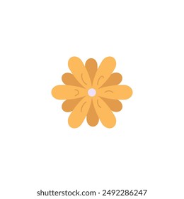 Vector illustration of an orange flower on a white background. The icon with a medicinal plant is ideal for use in medicine and organic design.