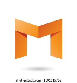 Vector Illustration of Orange Folded Paper Letter M isolated on a White Background