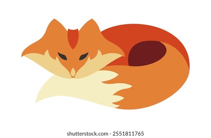 Vector illustration with orange fox isolated on the white background