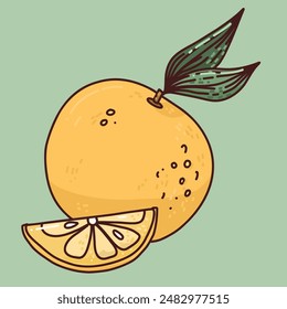 Ilustración vectorial de naranja. naranja dibujada a mano fresca para estampados y diseños.