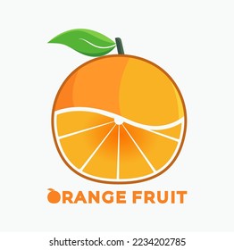 Vector illustration of orange fruit with half a slice for logo design templates