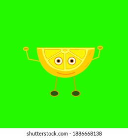 Vector illustration of orange fruit slice character for children's book, icon, logo, mascot or other purposes. A simple flat vector design