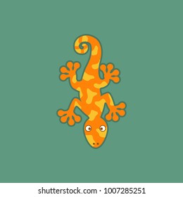 Vector illustration of an orange gecko in a flat style.