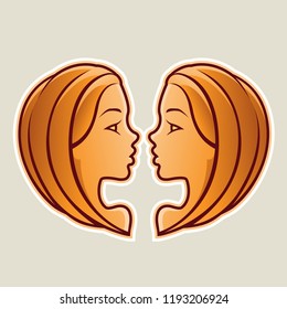 Vector Illustration of Orange Gemini or Twins Icon isolated on a White Background