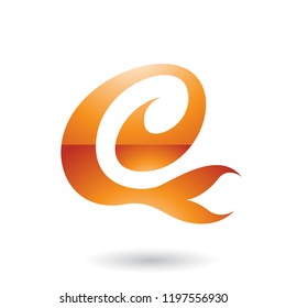 Vector Illustration of Orange Glossy Curvy Fun Letter E isolated on a White Background