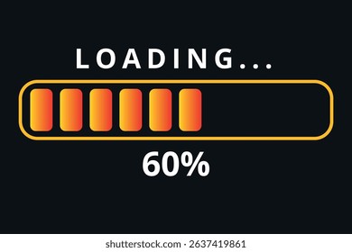 Vector illustration of orange gradient loading bar isolated on gray background for websites and graphic resources. Loading bar 60% loaded.
