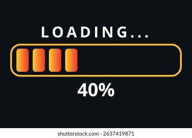 Vector illustration of orange gradient loading bar isolated on gray background for websites and graphic resources. Loading bar 40% loaded.