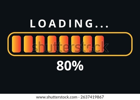 Vector illustration of orange gradient loading bar isolated on gray background for websites and graphic resources. Loading bar 80% loaded.