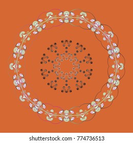 Vector illustration with orange, gray and neutral isolated snowflakes. Beautiful decoration. Symbol of winter. Isolated watercolor snowflakes on orange, gray and neutral colors.