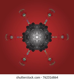 Vector illustration. Orange, gray and red snowflakes. Holiday design for Christmas and New Year fashion prints. Christmas pattern with snowflakes abstract background.