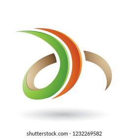 Vector Illustration of Orange and Green 3d Curly Letter D and H isolated on a White Background