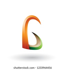 Ilustración vectorial de la letra G anaranjada y verde del Cuerno 3d aislada en un fondo blanco