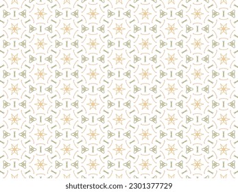 Vector Illustration of Orange and Green Abstract Mandala or Ikat Texture Seamless Pattern for Wallpaper Background.
