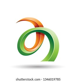 Vector Illustration of Orange and Green Curled Ivy Like Letter A Icon