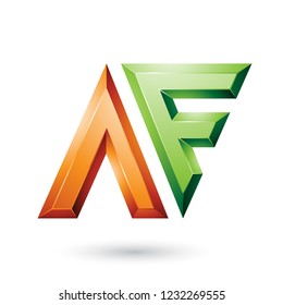 Vector Illustration of Orange and Green Glossy Dual Letters of Letters A and F isolated on a White Background