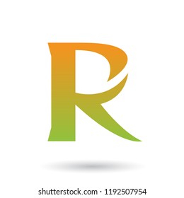 Vector Illustration of Orange and Green Gradient R with a Spiky Tail isolated on a White Background