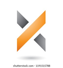 Vector Illustration of Orange and Grey Thick Shaded Letter X isolated on a White Background
