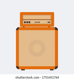 Vector illustration of an orange guitar amp on white background.